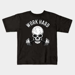 Work Hard Workout Fitness Bodybuilding Motivation Kids T-Shirt